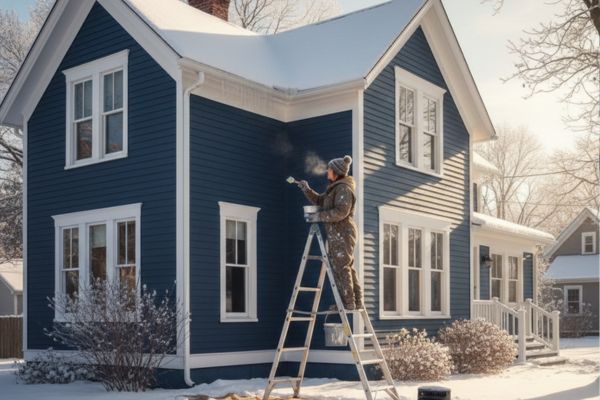 painting exterior house during winter painting exterior house during winter